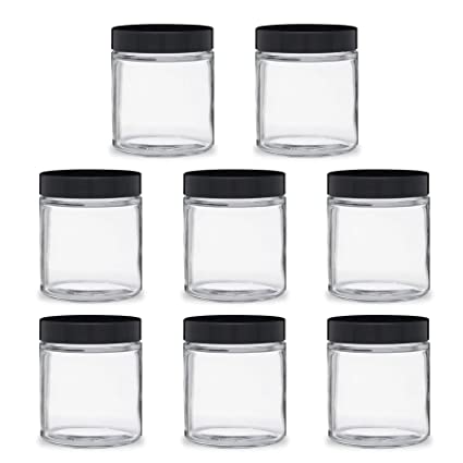 Shoprythm Packaging,Cosmetic Jar Pack of 8 Glass jar with black cap Shoprythm Packaging,Cosmetic Jar Pack of 8 Glass jar with black cap